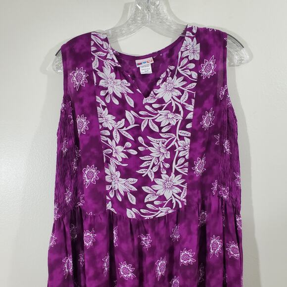 American Sweetheart Women's Sleeveless Purple Flowy Boho Dress Elastic Size M - Picture 2 of 15